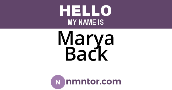 Marya Back