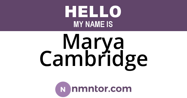 Marya Cambridge