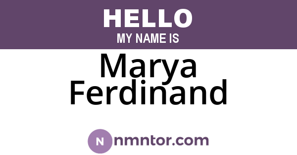 Marya Ferdinand