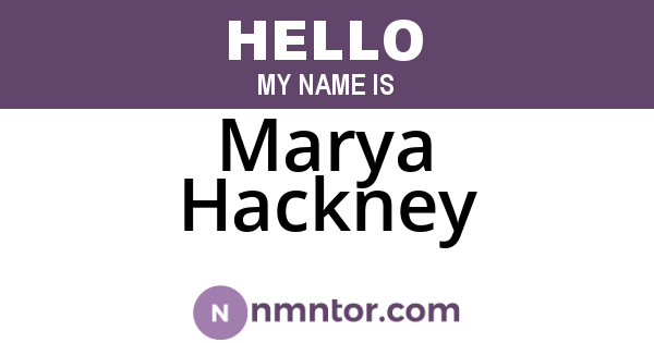 Marya Hackney