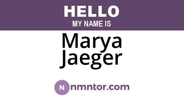 Marya Jaeger