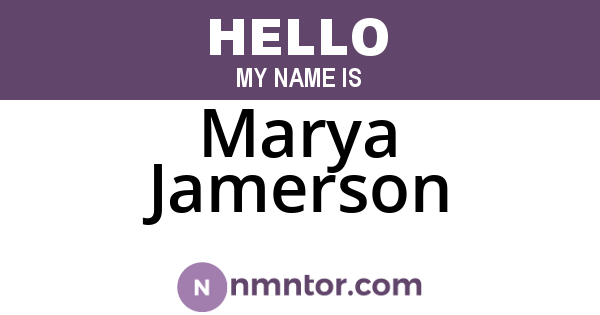 Marya Jamerson