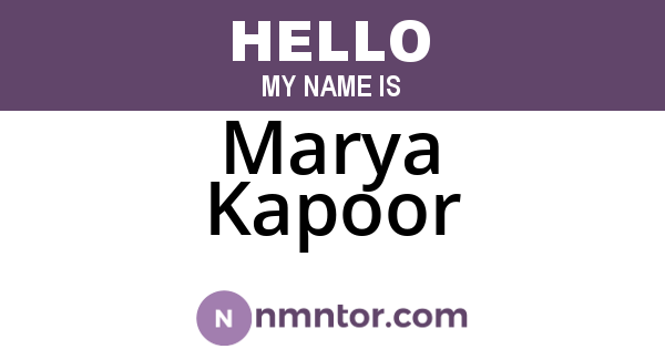 Marya Kapoor