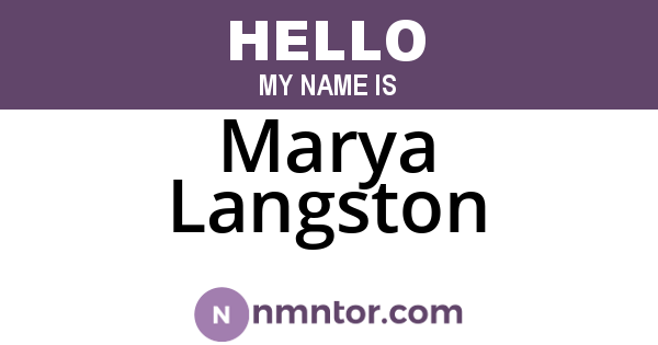 Marya Langston