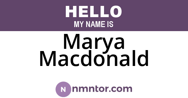 Marya Macdonald