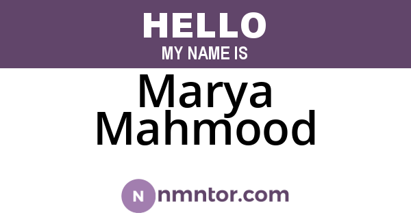 Marya Mahmood