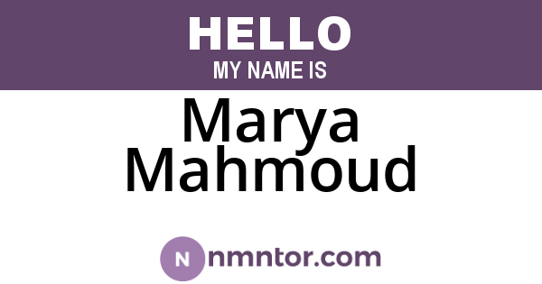 Marya Mahmoud