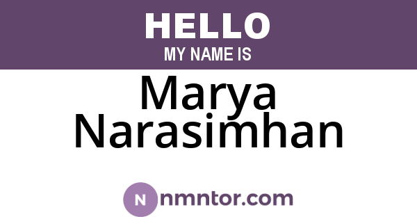 Marya Narasimhan