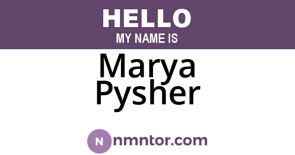 Marya Pysher
