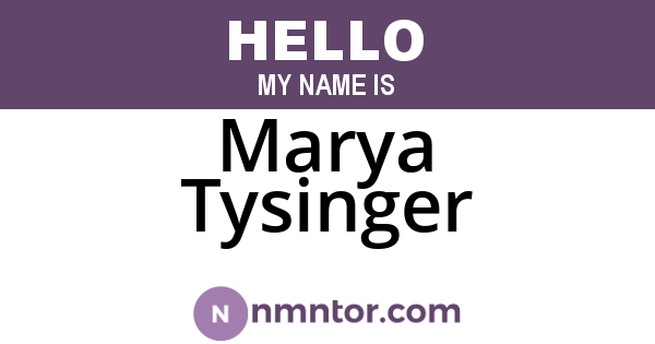 Marya Tysinger