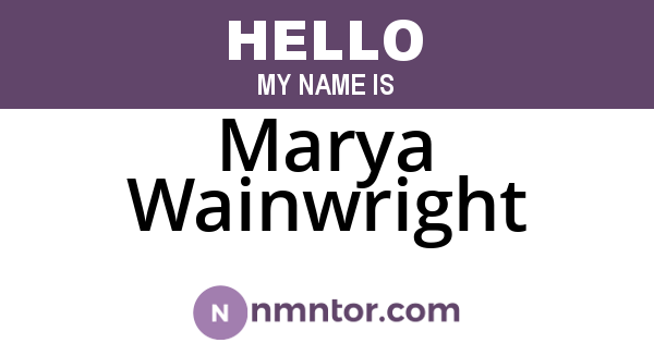 Marya Wainwright