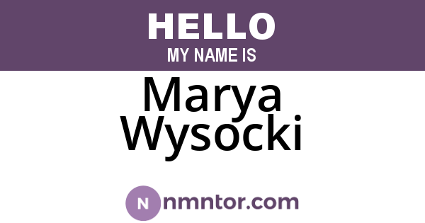 Marya Wysocki