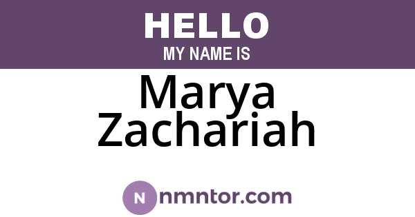 Marya Zachariah