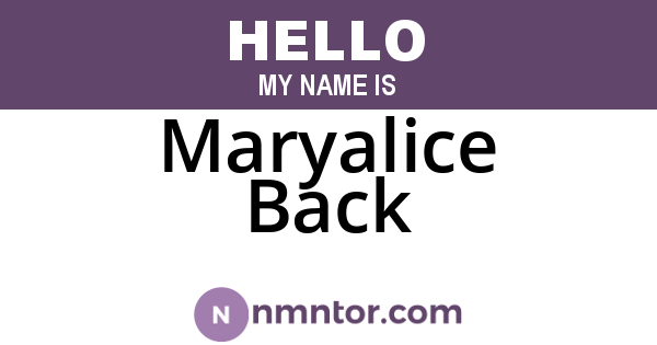 Maryalice Back
