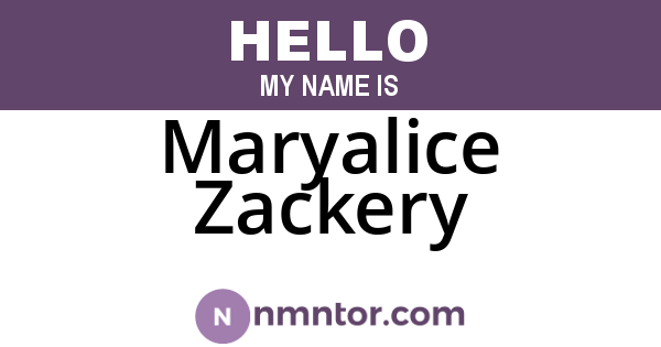 Maryalice Zackery