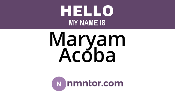 Maryam Acoba