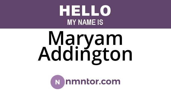 Maryam Addington