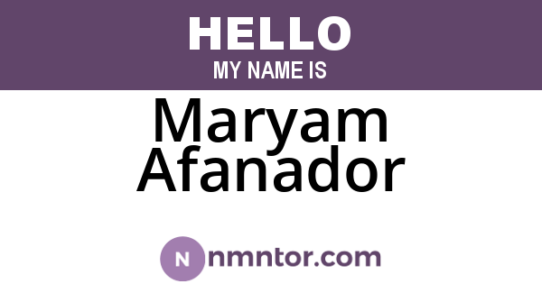Maryam Afanador