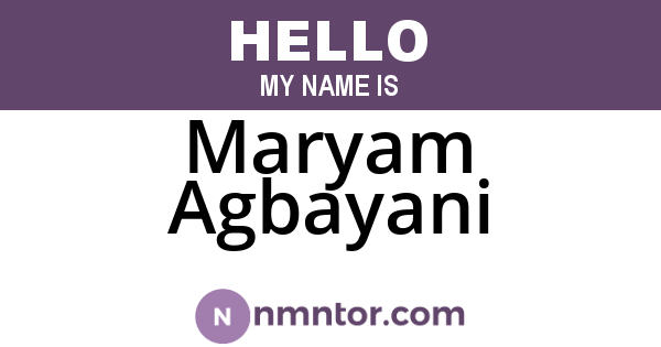 Maryam Agbayani