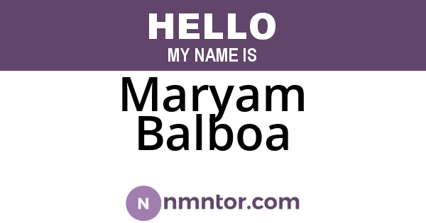 Maryam Balboa