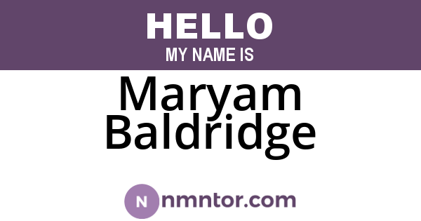 Maryam Baldridge