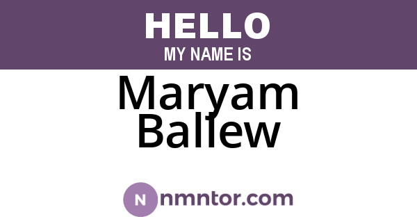 Maryam Ballew