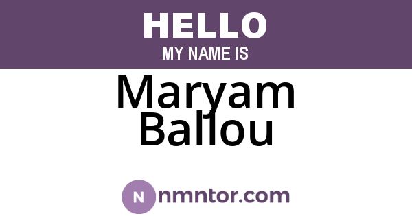 Maryam Ballou