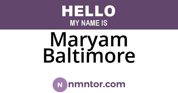 Maryam Baltimore