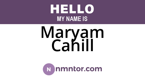 Maryam Cahill
