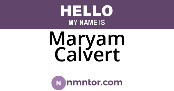 Maryam Calvert