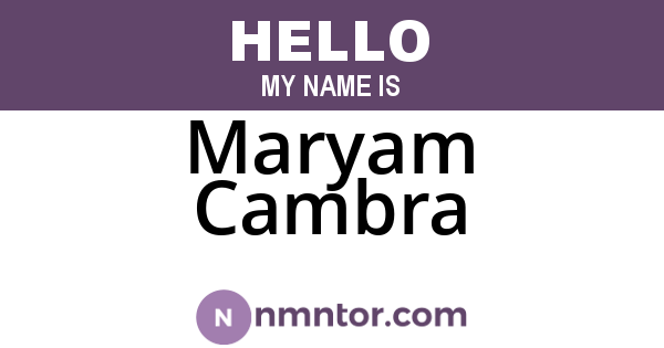Maryam Cambra