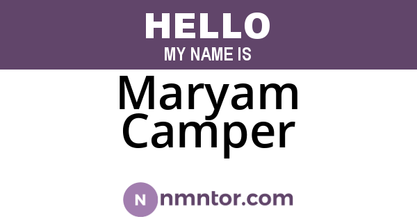 Maryam Camper