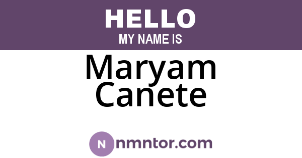 Maryam Canete