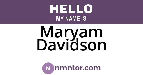 Maryam Davidson