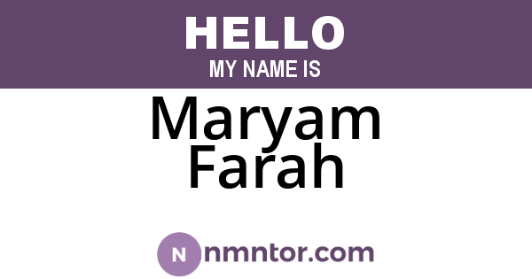 Maryam Farah