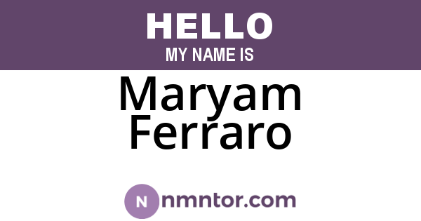 Maryam Ferraro