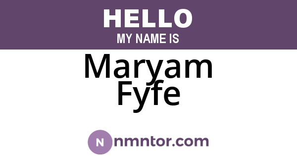 Maryam Fyfe