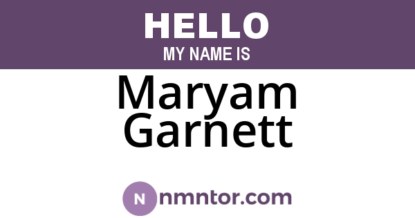 Maryam Garnett