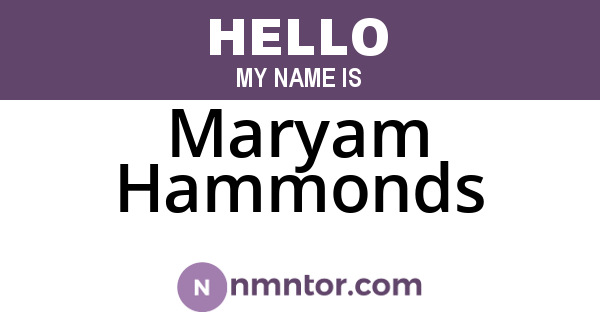 Maryam Hammonds