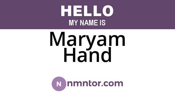 Maryam Hand