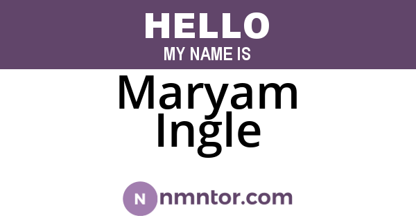Maryam Ingle