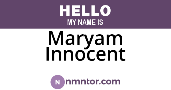 Maryam Innocent