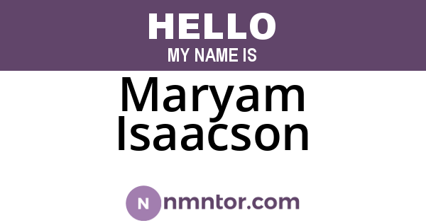 Maryam Isaacson