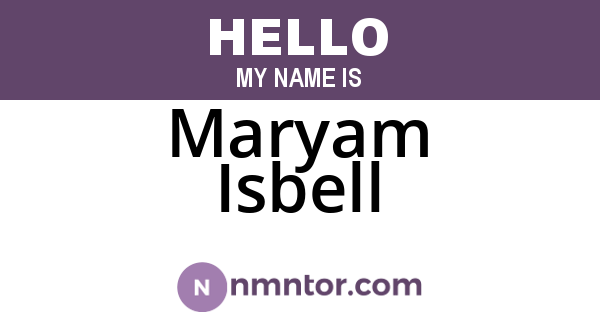 Maryam Isbell