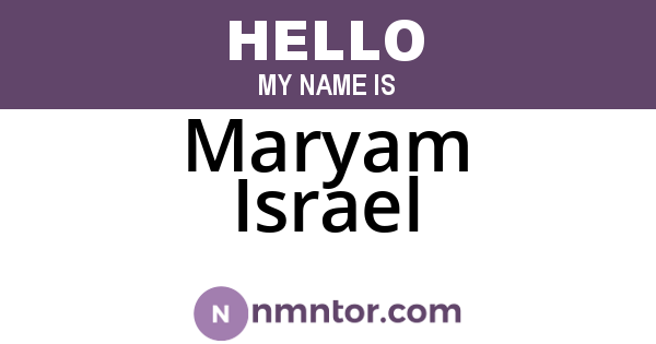 Maryam Israel