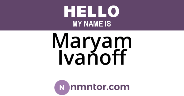 Maryam Ivanoff