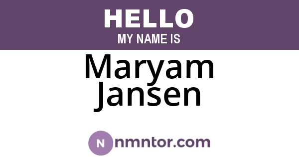 Maryam Jansen