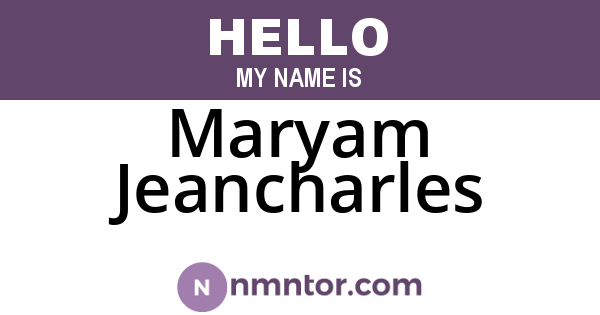 Maryam Jeancharles