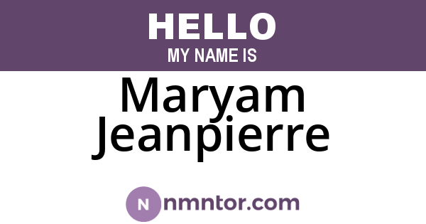 Maryam Jeanpierre
