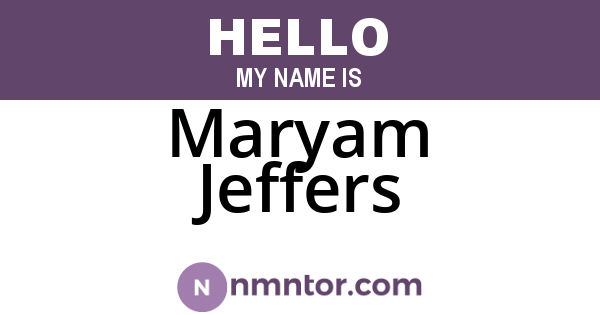 Maryam Jeffers